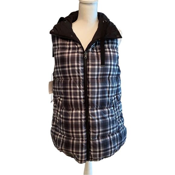 Treasure & Bond Reversible Check Puffer Ski Vest Oversized XS NWT - Picture 3 of 14